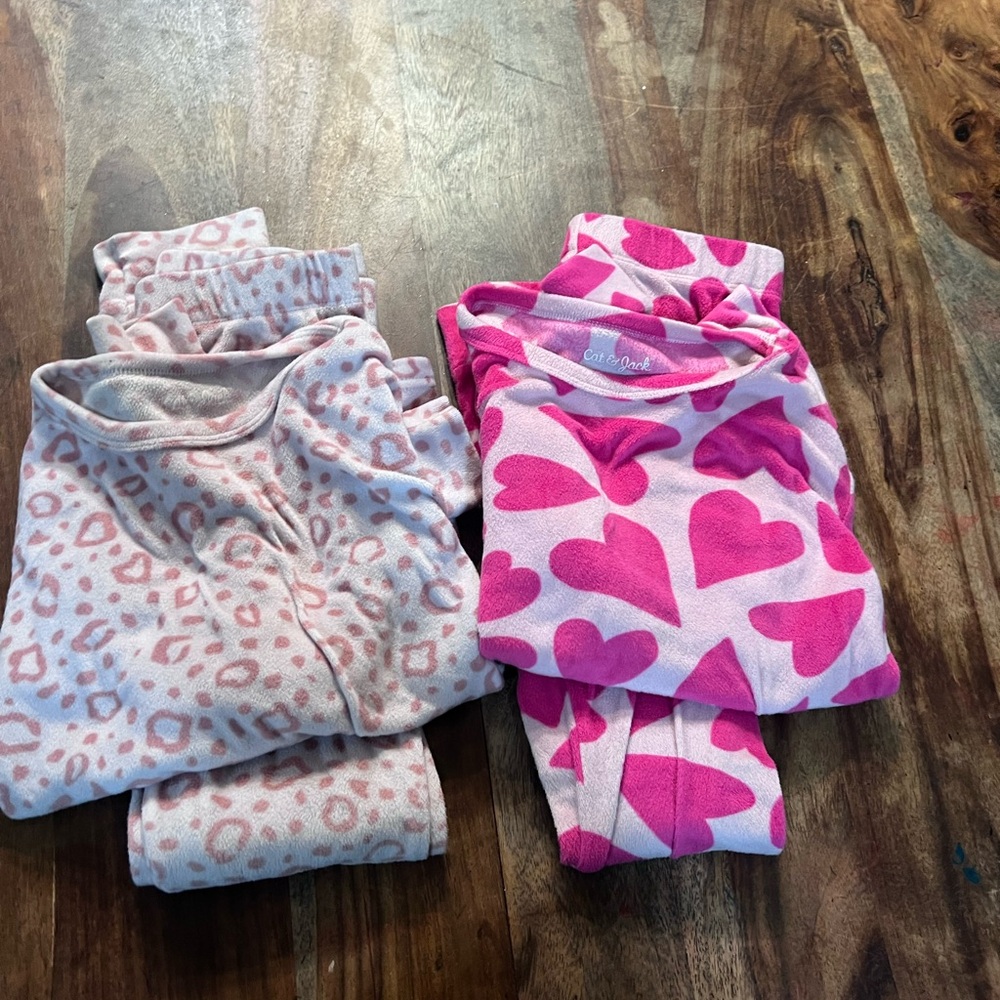 Cat & Jack Pink Heart and Leopard Print Pajama Set
